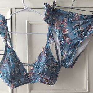 Cupshe Seafoam Blue Green Paisley Bikini Set NWT M